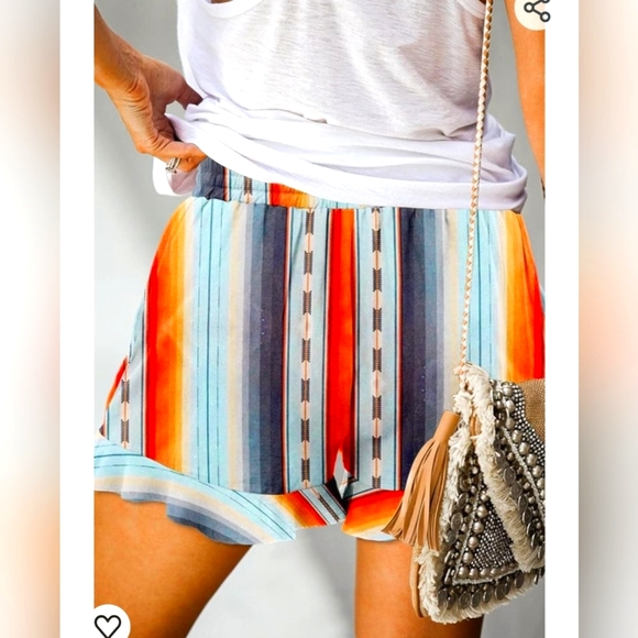 ONLYSHE Casual Shorts Drawstring Elastic Waist Ruffle Hem - XLarge - Picture 2 of 5